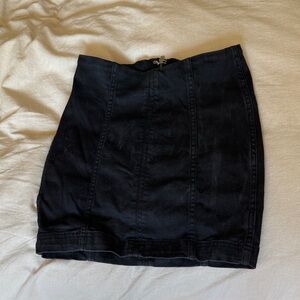 Free People Black Denim Mini Skirt